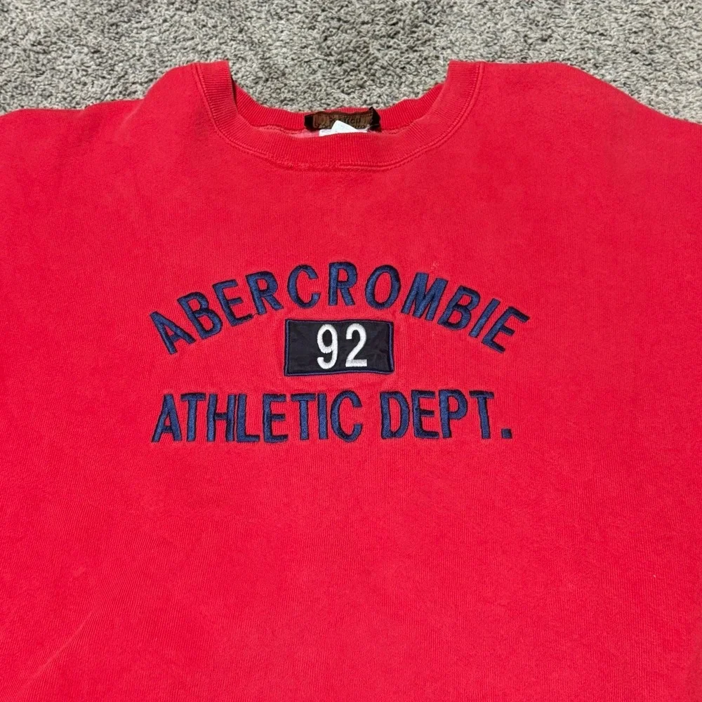 90's Abercrombie & Fitch Athletic Dept 92 Red Crewneck Sweatshirt Mens XXL